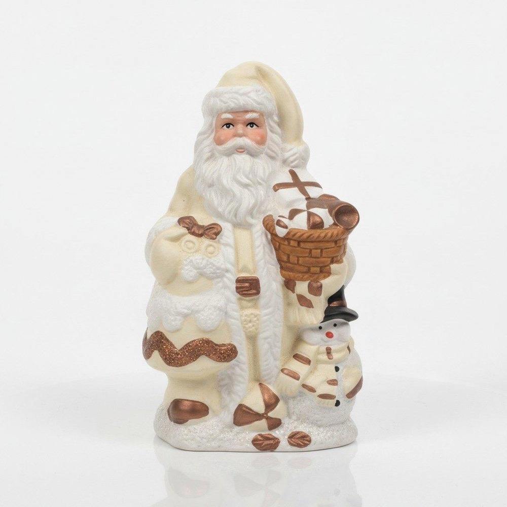K's Collection Santa Claus Figurine Vintage Cream Bronze Christmas 6" Snowman